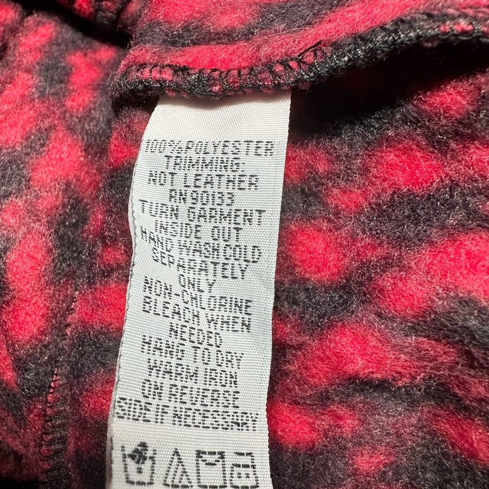BOB MACKIE Wearable Art Red Black Faux Leather Trim Full Zip Jacket Sz M - Picture 3 of 6